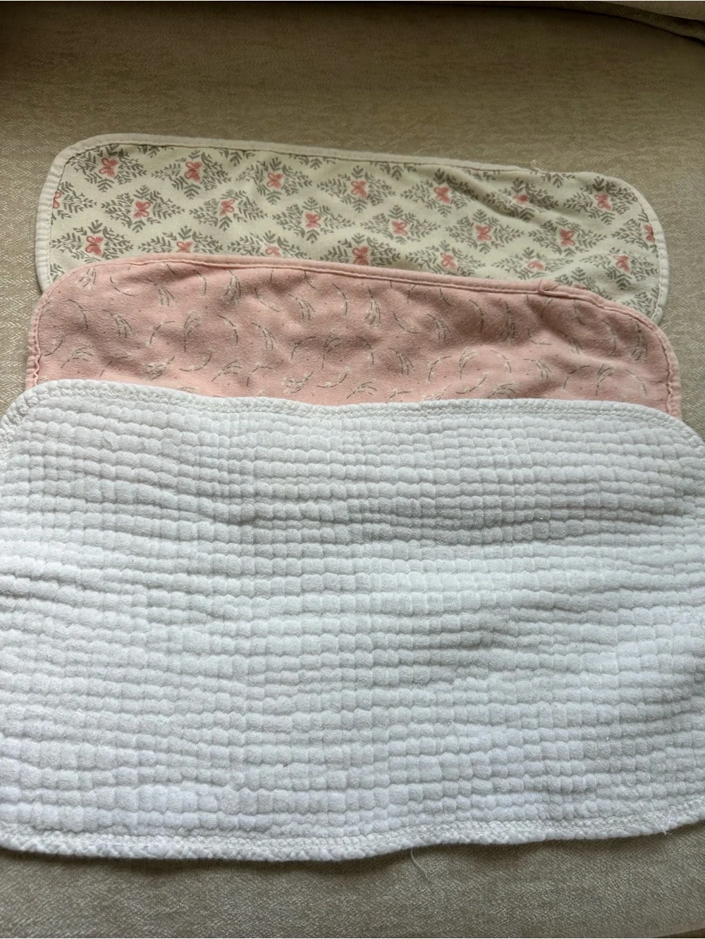 Soft Cotton Baby Burp Cloth Set - Pink & White